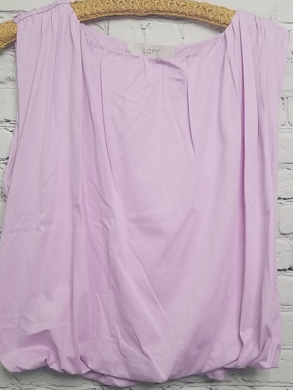 LOFT womens top size XSmall sleeveless lilac color balloon bottom 100% cottonNWT